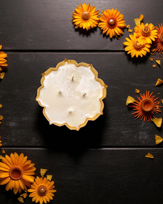 Golden Bloom – Flower-Shaped Diya Candle